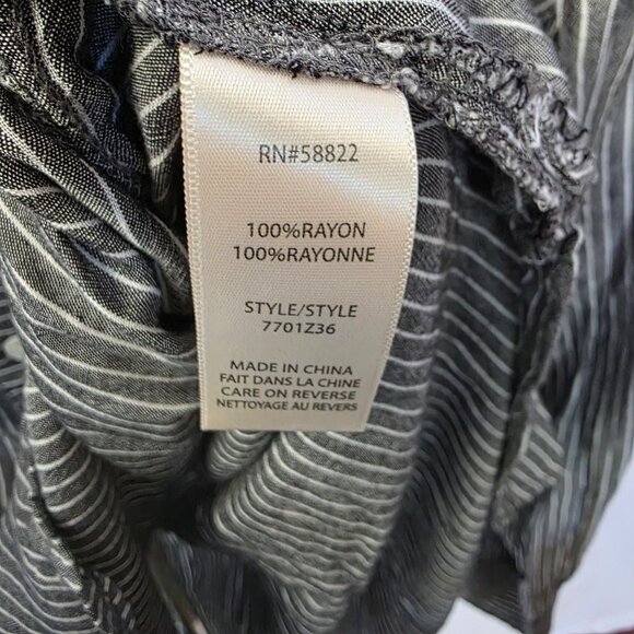 Max Studio Striped Long Sleeve Button-Up Tunic Top XL 100% Rayon - Picture 5 of 6
